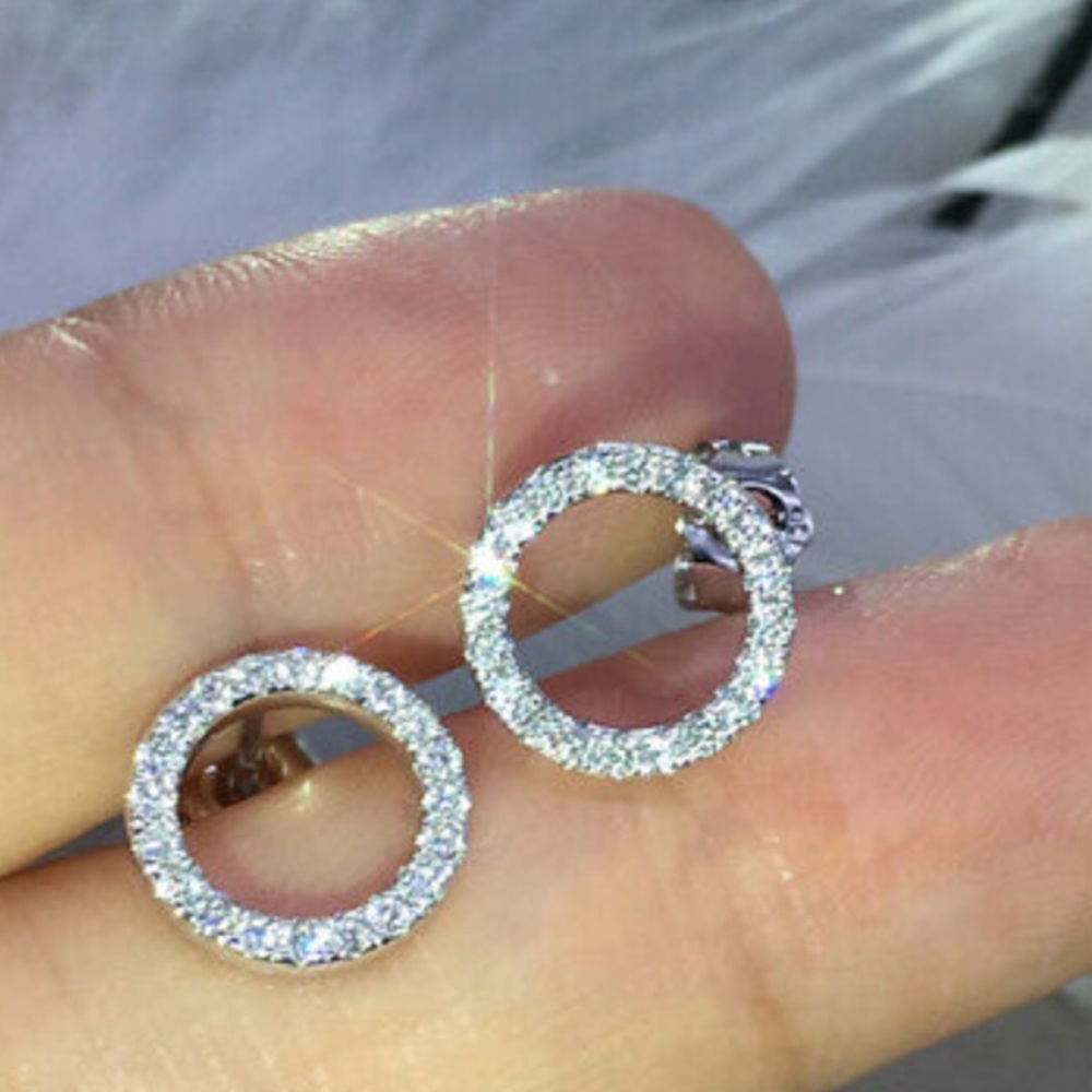 New Sterling silver diamond stone earrings